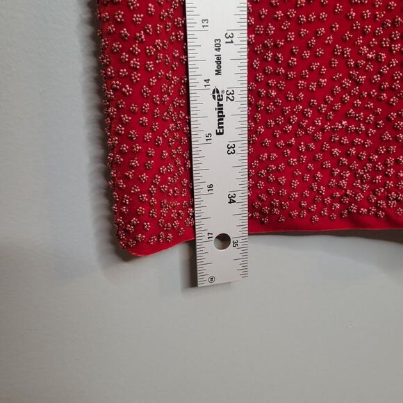 VTG City Triangles 90s y2k dress‎ women's L red sleeveless sparkle slinky velvet - Picture 10 of 11